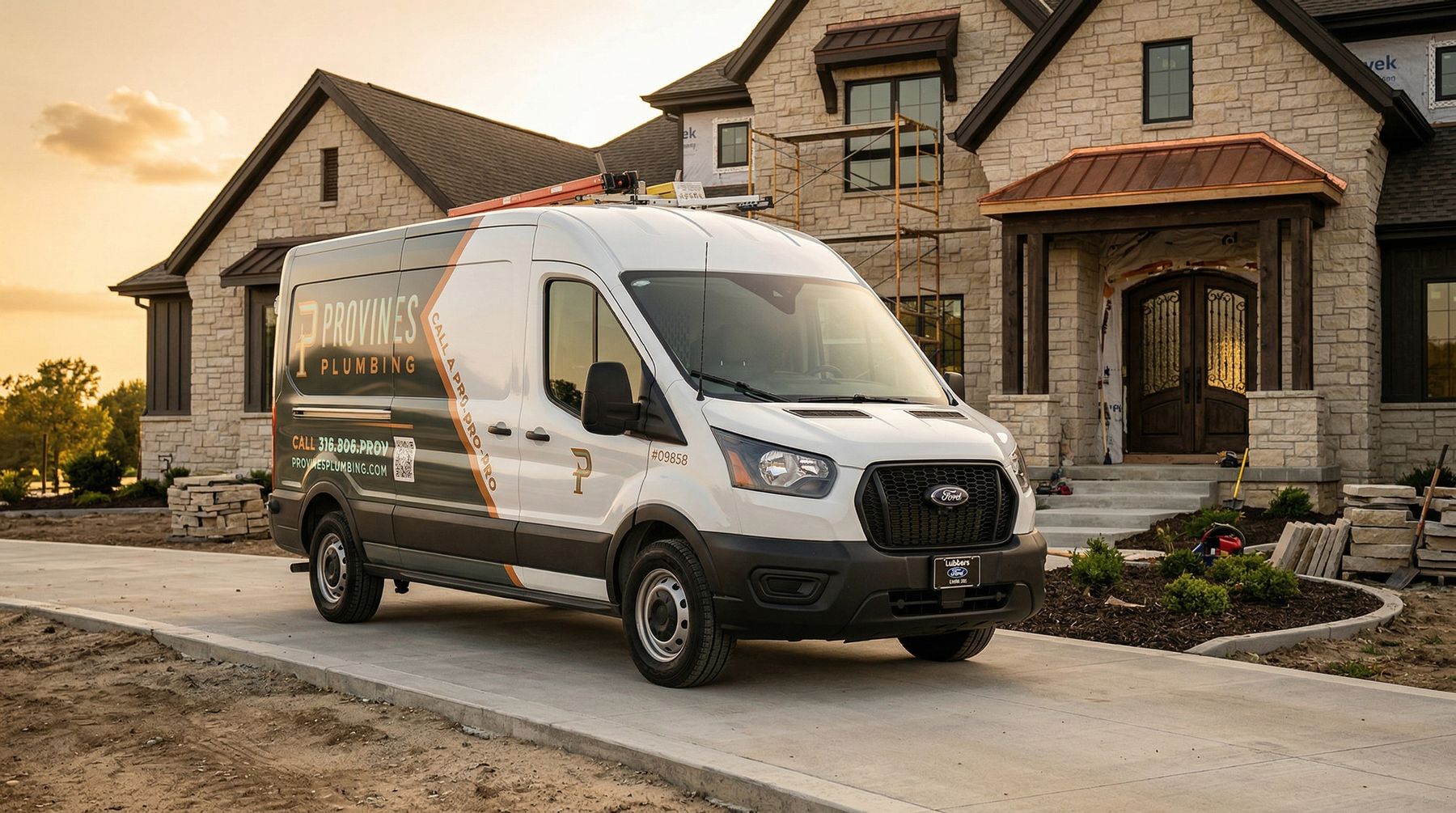 Provines Plumbing van at a Wichita home
